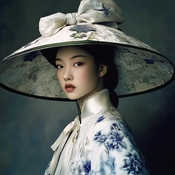 Glasschilderij Traditionele Aziatische vrouw 80x80 cm