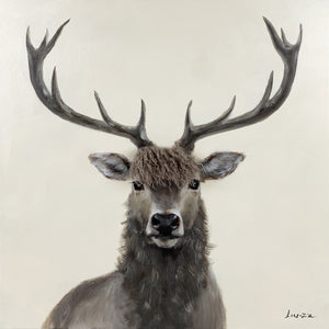 Aaibaar Olieverfschilderij met imitatiebond Hert 80x80 cm