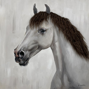Aaibaar Olieverfschilderij met imitatiebond Paard 80x80 cm