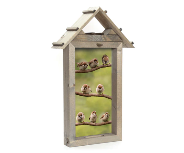 Vogelvoederlijst peanut large (36x60 cm) - 8 mussen op takken (Magazijn sale)