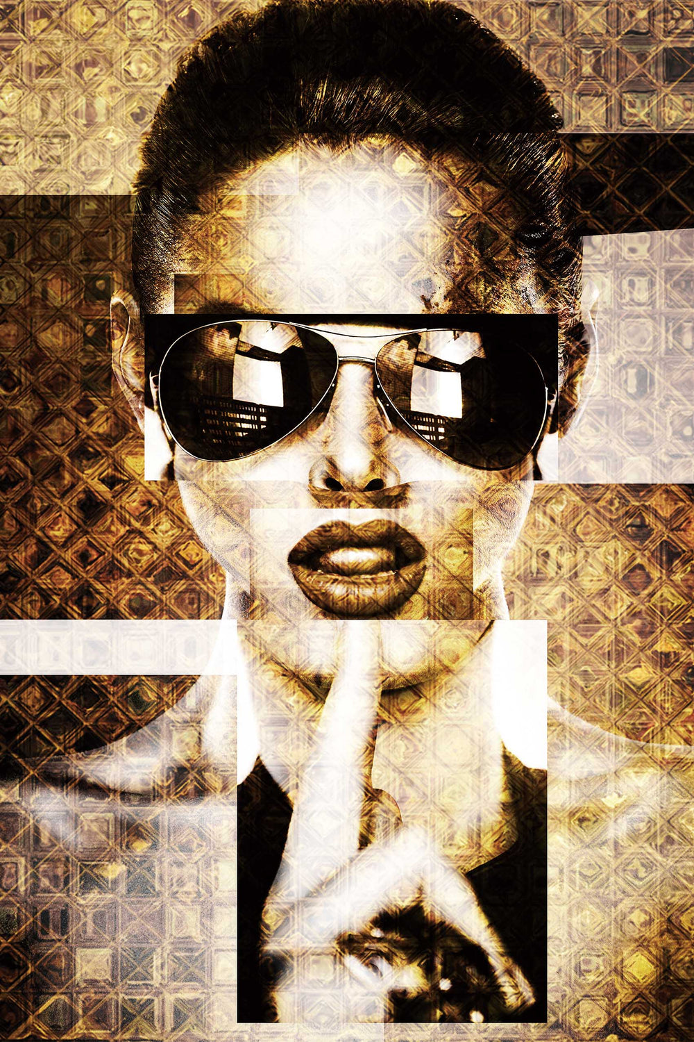 Glasschilderij vrouw zonnebril 80x120 cm