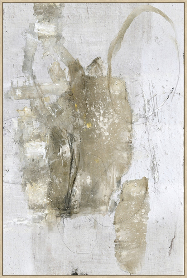 Canvas schilderij Handgeschilderd met lijst  'Wit/Goud' 80x120 cm (Magazijn sale)