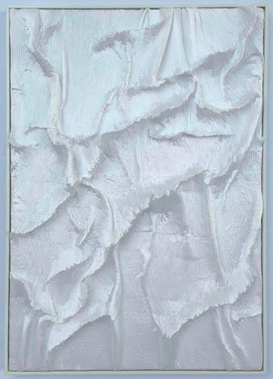 3D wanddecoratie met lijst 'Textiel wit' 83x123 cm (Magazijn sale)