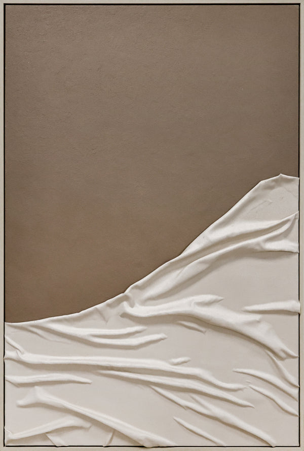 3D wanddecoratie olieverf met lijst 'Zand golven 1 ' 83x123 cm (Magazijn sale)