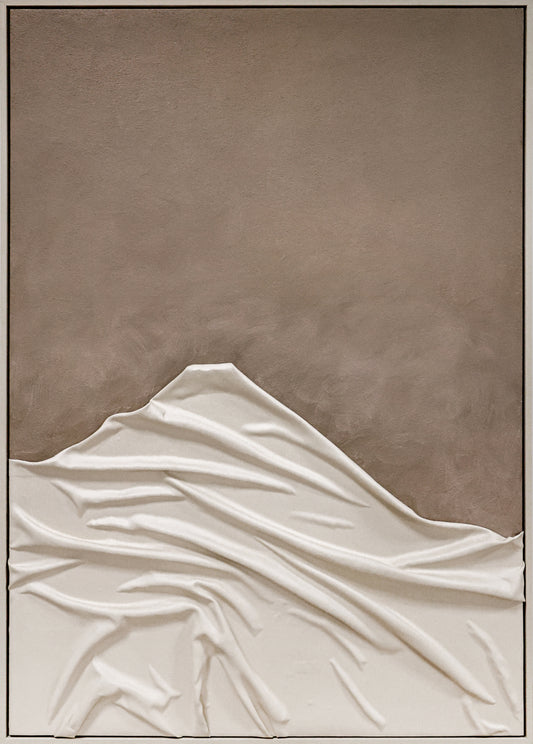 3D wanddecoratie olieverf met lijst 'Zand golven 2 ' 83x123 cm (Magazijn sale)