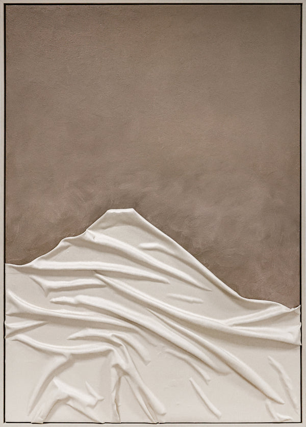 3D wanddecoratie olieverf met lijst 'Zand golven 2 ' 83x123 cm (Magazijn sale)