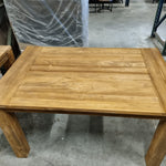 Eettafel teakhout robuust 140x90 cm met koplat (magazijn opruiming)