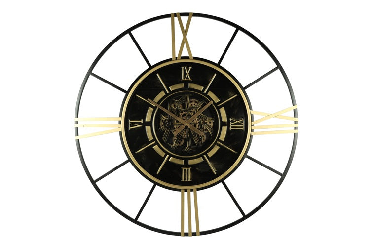 Ronde radar Wandklok Countryfield "Hezron'' XXL zwart/goud Ø 102 cm (Magazijn sale)