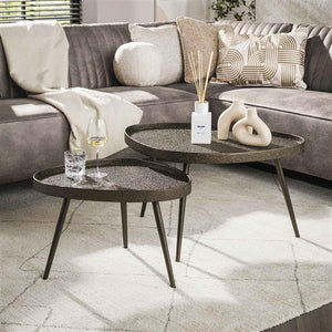 Salontafel Contour driehoekig set van 2 / Brons liquid metal (Magazijn sale)