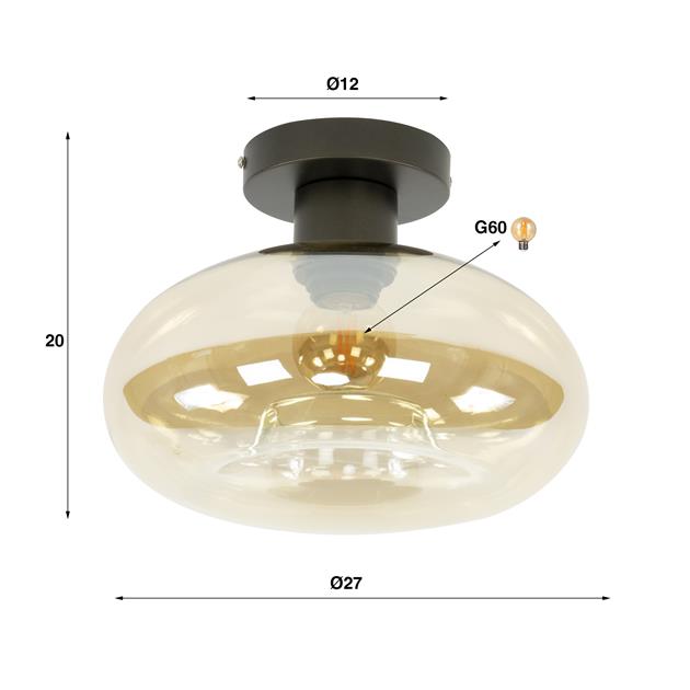 Plafondlamp Soll 1-lichts / Amber glas