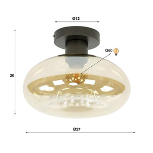 Plafondlamp Soll 1-lichts / Amber glas