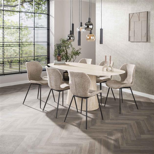 Eettafel Centro deens ovaal 180x90 cm / Keramiek travertin