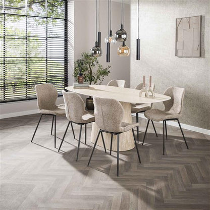 Eettafel Centro deens ovaal 180x90 cm / Keramiek travertin