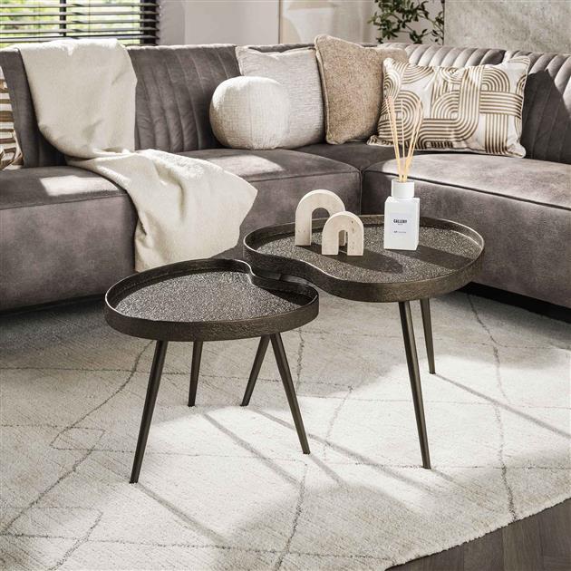 Salontafel Contour niervormig set van 2 / Brons liquid metal