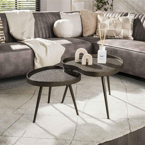 Salontafel Contour niervormig set van 2 / Brons liquid metal