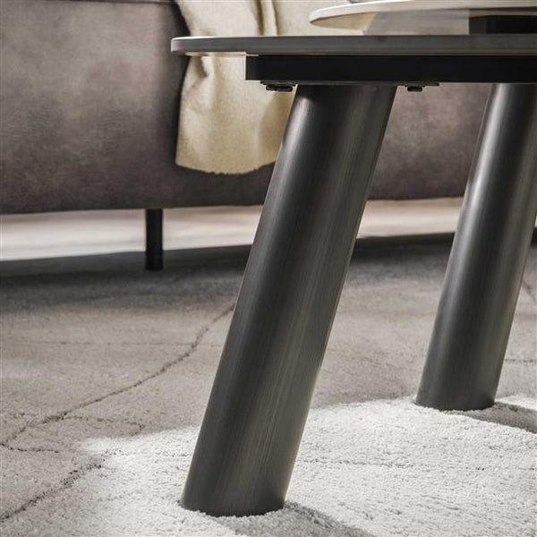 Salontafel Twin log set van 2 stuks / Ceramic 3D Travertine Multi Colour