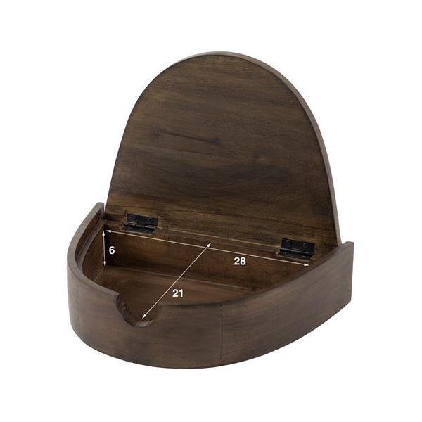 Nachtkastje 1L halfrond zwevend / Massief acacia glaze brown