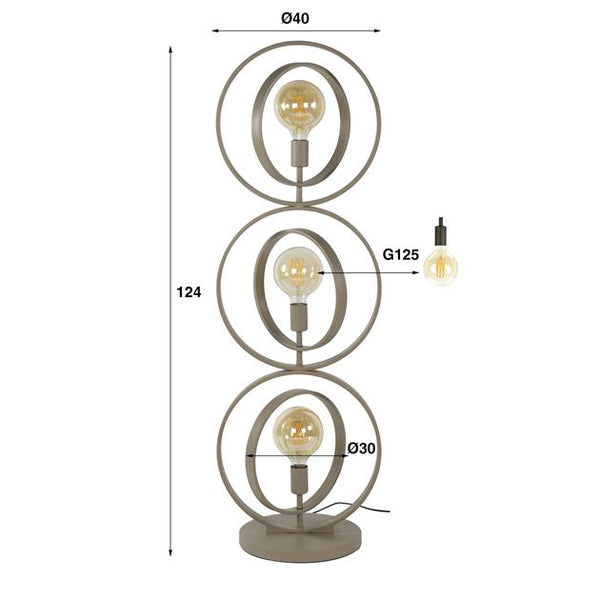 Vloerlamp Turn Around 3-lichts / Beige