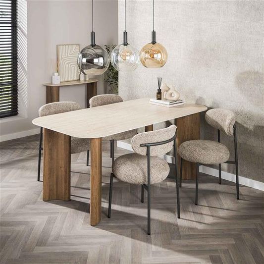 Eettafel Romano Curvo 180x90 cm / Keramiek travertin