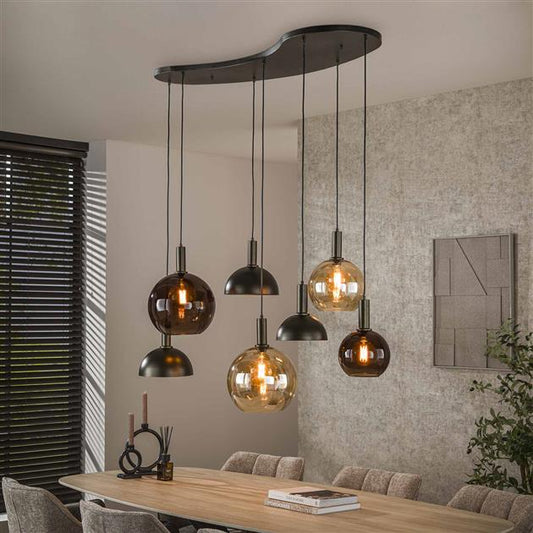 Hanglamp Cluster 4+3-lichts / Sienna bruin