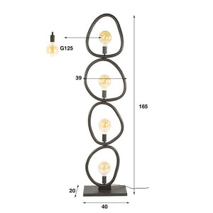 Vloerlamp 4L organic steel / Artic zwart