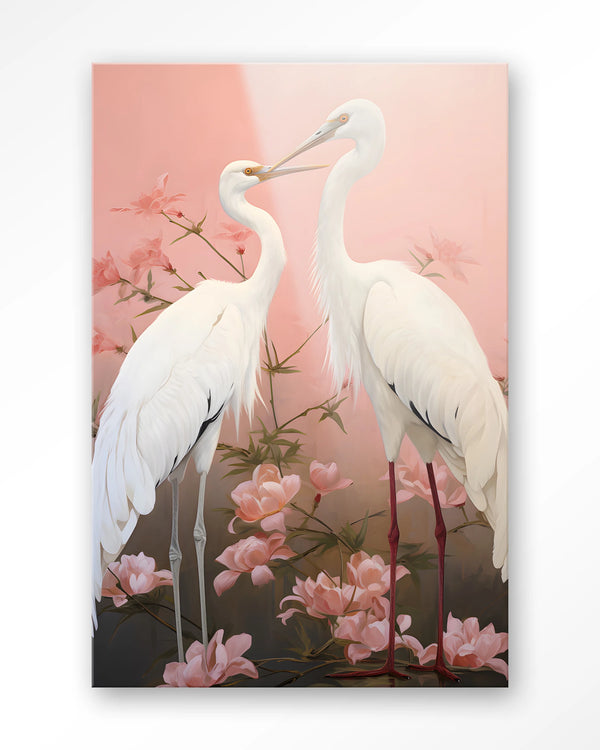 Glasschilderij Pink Love Birds - Urban Cotton