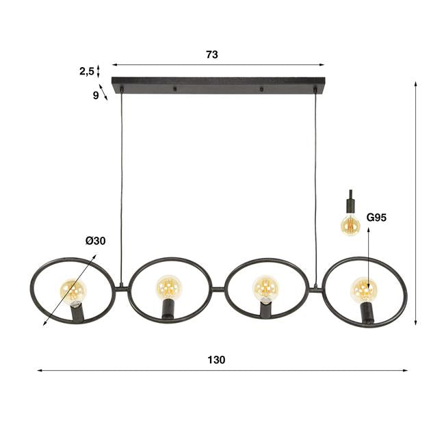 Hanglamp Loop 4-lichts / Artic zwart