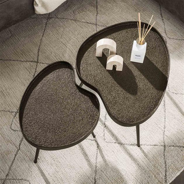Salontafel Contour niervormig set van 2 / Brons liquid metal