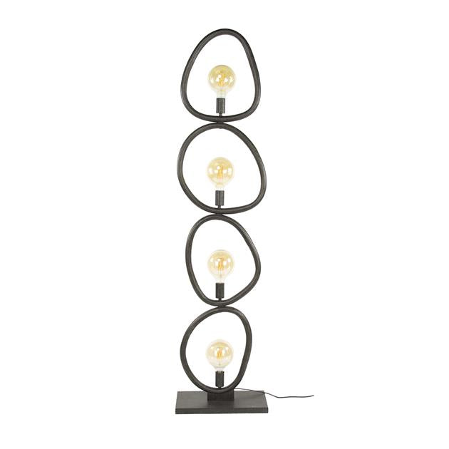 Vloerlamp 4L organic steel / Artic zwart