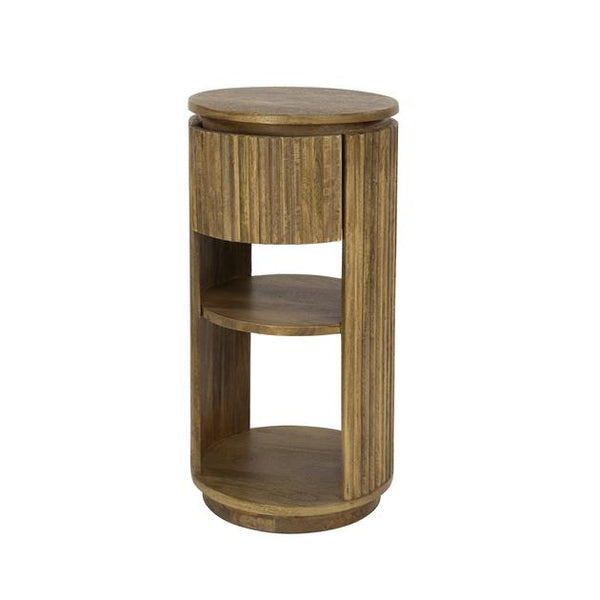 Nachtkastje 1L wave rond XS / Massief mango zandkleur