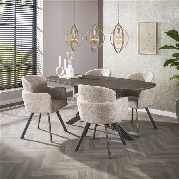 Eettafel Bronvik deens ovaal 180x90 cm / Brons liquid metal (Magazijn sale)