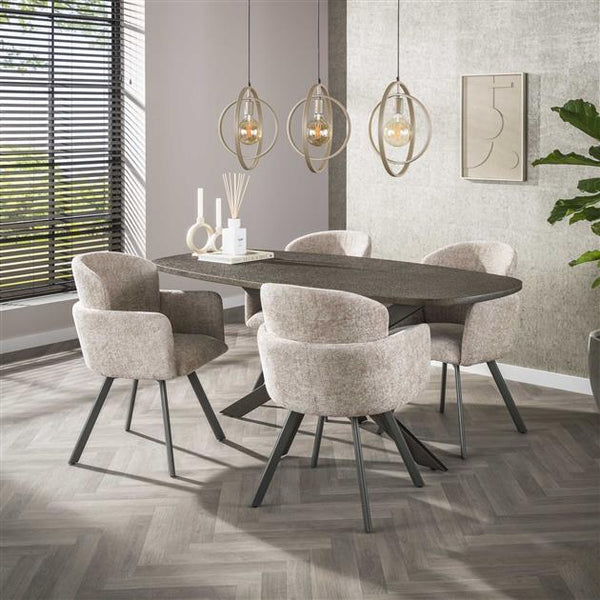 Eettafel Bronvik deens ovaal 180x90 cm / Brons liquid metal