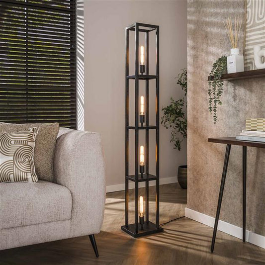 Vloerlamp Quadra 4-lichts / Artic zwart (Magazijn sale)