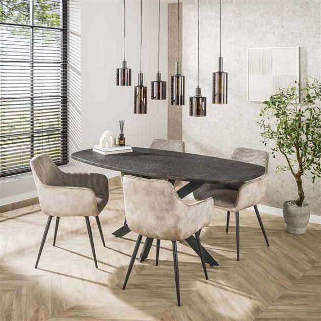 Eetkamertafel 180cm deens ovaal metallic / Grijs (Magazijn sale)