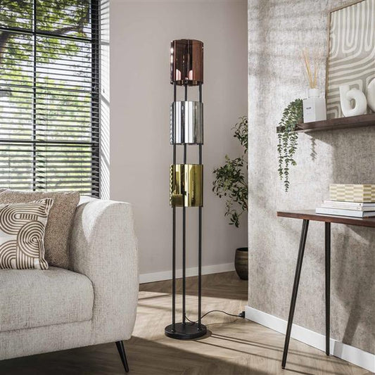 Vloerlamp Lucente tricolore 3-lichts / Artic zwart (Magazijn sale)