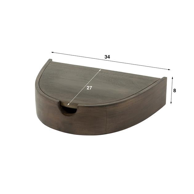 Nachtkastje 1L halfrond zwevend / Massief acacia glaze brown van Idéco Design, foto 7