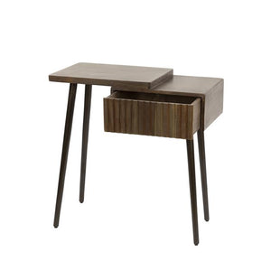 Nachtkastje Carve 1 lade  / Massief acacia drift brown (links)