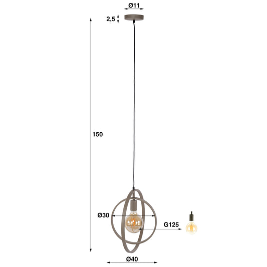 Hanglamp Turn Around 1-lichts beige