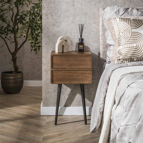 Nachtkastje 2 laden Frame / Massief acacia drift brown