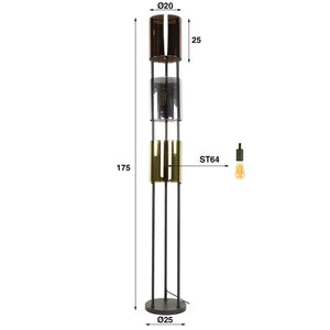 Vloerlamp Lucente tricolore 3-lichts / Artic zwart