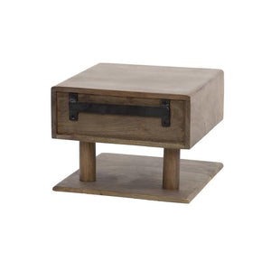 Nachtkastje 1 lade shelve Carve / Massief acacia drift brown
