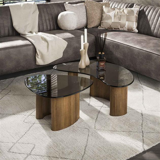 Salontafel Tinto organisch set van 2 stuks / Bronze Glass