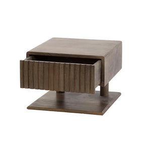 Nachtkastje 1 lade shelve Carve / Massief acacia drift brown