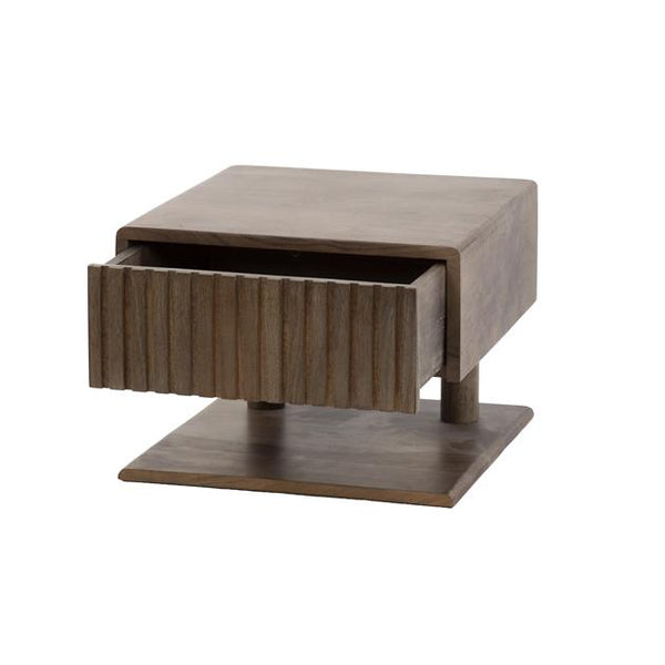 Nachtkastje 1 lade shelve Carve / Massief acacia drift brown