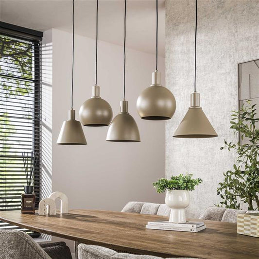 Hanglamp Metallo 5-lichts / Beige (Magazijn sale)