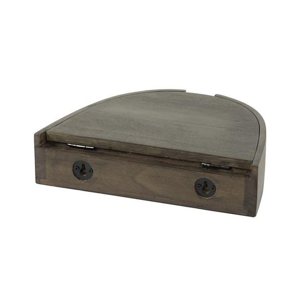 Nachtkastje 1L halfrond zwevend / Massief acacia glaze brown