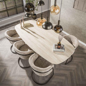 Eettafel Romano Centro deens ovaal 215x105 cm / 3D keramiek travertin