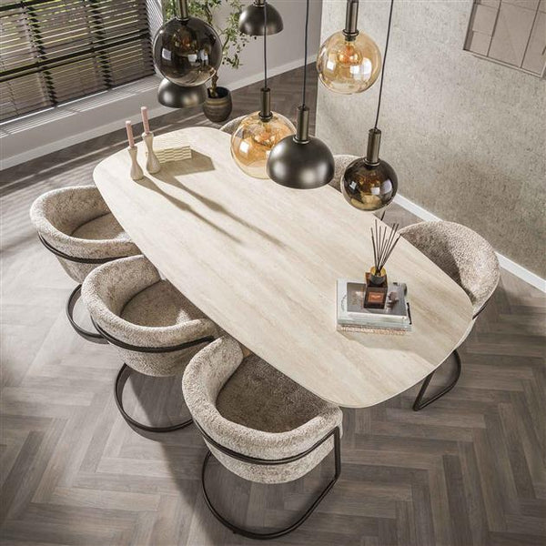 Eettafel Romano Centro deens ovaal 215x105 cm / 3D keramiek travertin