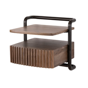 Nachtkastje Linea zwevend 1 lade / Massief acacia bruin