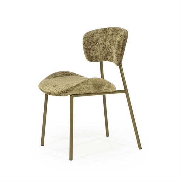 Eetkamerstoel Dare By-Boo zonder armleuning - Stof drift groen + groene poten
